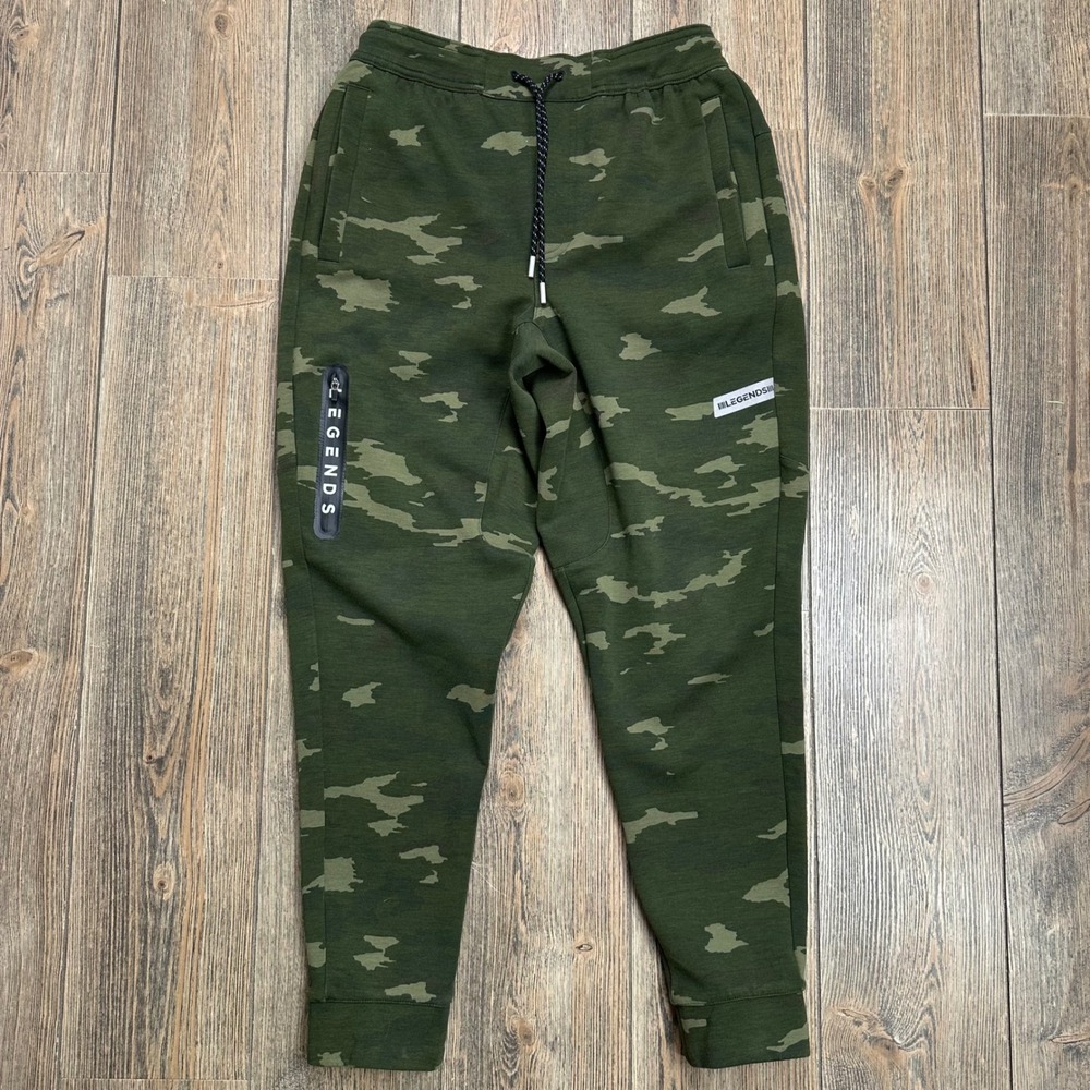 Legends Luka Joggers Mens Medium Green Camo Athletic Sweatpants Zip Pockets